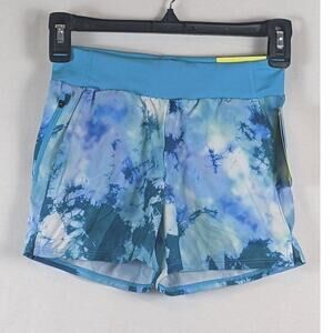 All In Motion Shorts Tie Dye Blue Quick‎ Dry Woven Teal Girls M 7/8 Side Pockets
